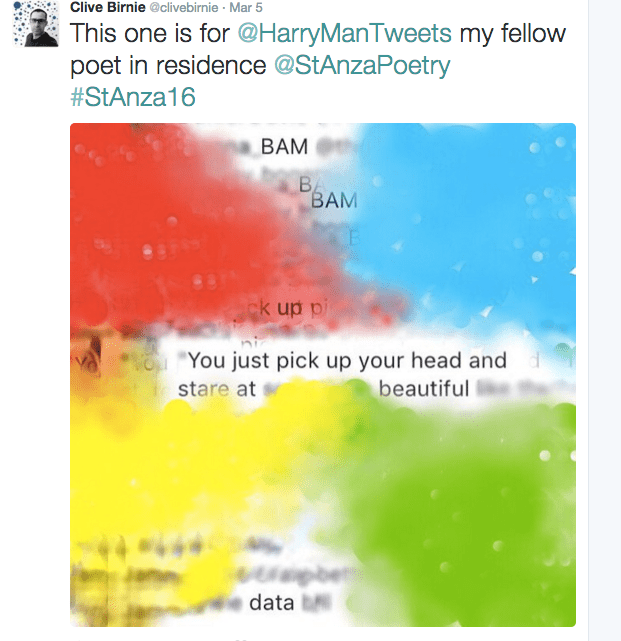 One of Clive Birnie's cut-up poems made during StAnza.